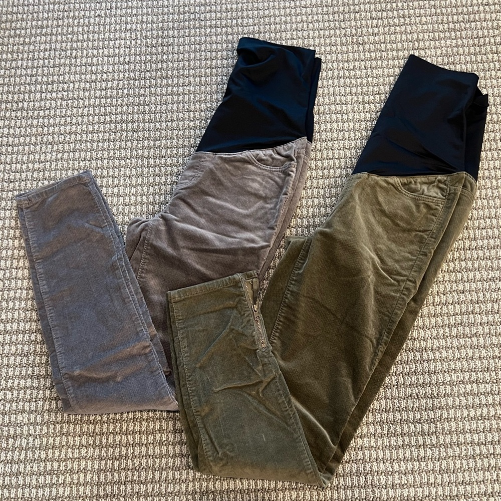 Loft maternity Corduroy Pants Set - Gray and Green
